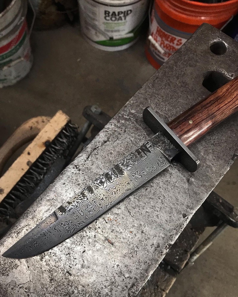 Damascus Kabar Style Knife and Sheath Etsy