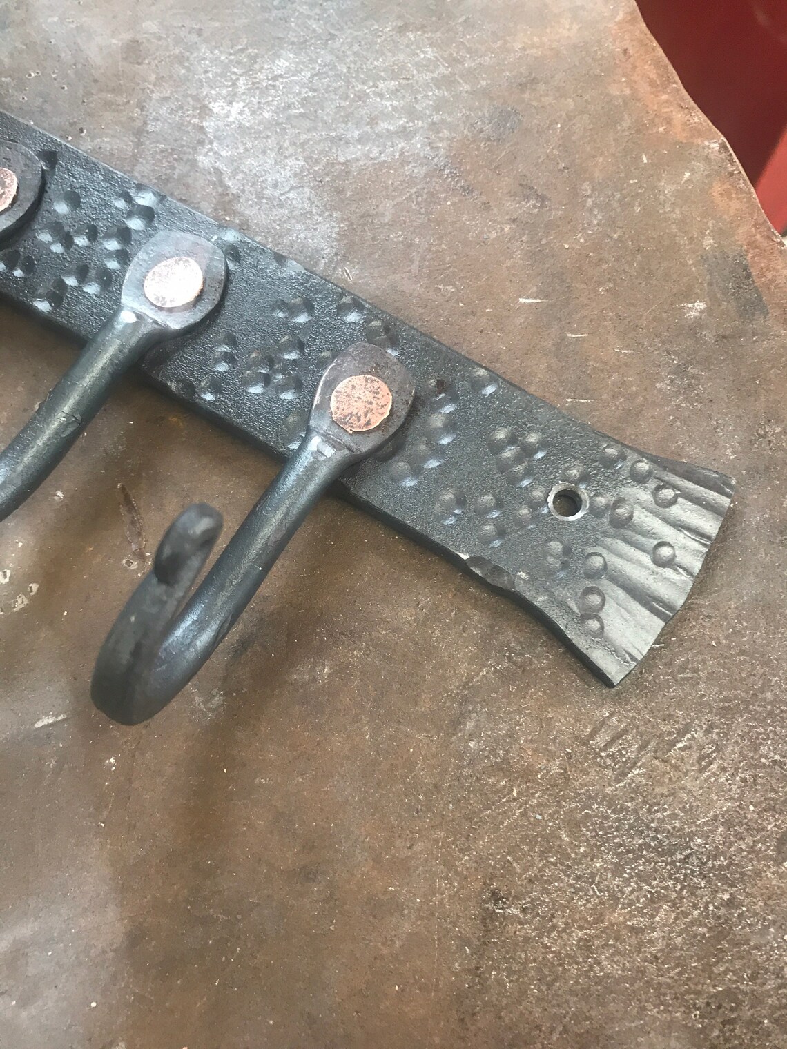Hand Forged Key Rack With Polished Copper Rivets. - Etsy
