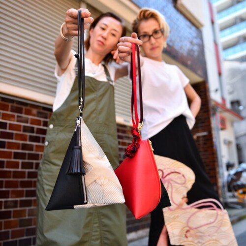 Kimono-Obi remake shops tetra pouch 