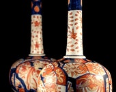 Antique Imari Vases, Hand-painted MATCHED 13 quot SET, Meiji period circa 1875