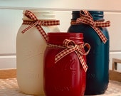 Set of 3, July 4th Mason Jars