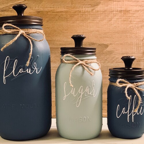 Kitchen Canister Set Sugar Jar Flour Jar Coffee Jar Rustic Etsy