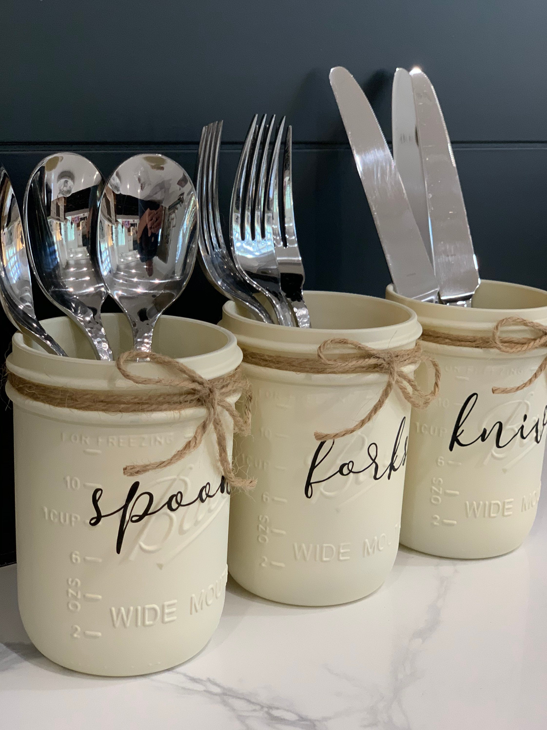 Spoons Forks Knives Jar Holders Etsy