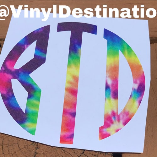 Tie Dye Monogram Decal Etsy