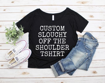 Custom design slouchy off the shoulder tshirt