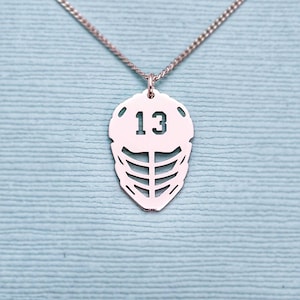 Custom # LaCrosse Mask Necklace - Any number or initials / Lacrosse Gifts / Lacrosse Mom / Lacrosse Dad / Lacrosse Pendant/ Lacrosse Jewelry