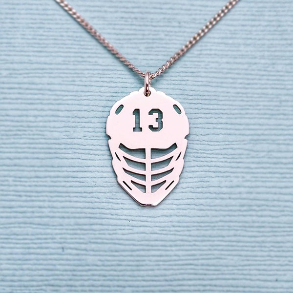 Aangepaste # LaCrosse masker ketting - elk nummer of initialen / Lacrosse geschenken / Lacrosse moeder / Lacrosse vader / Lacrosse hanger / Lacrosse sieraden
