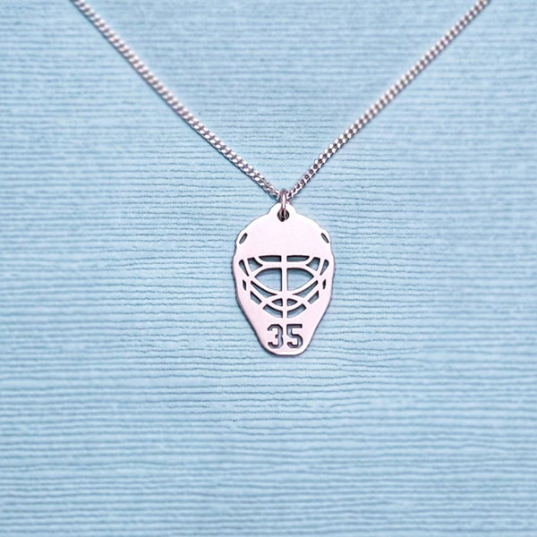 Custom # Goalie Mask Hockey Necklace - Any number / Hockey Gifts / Hockey Mom / Goalie Mom / Hockey Necklace / Hockey Jewelry