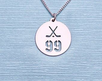 Personalizado # Collar de hockey circular - Cualquier número / Regalos de hockey / Mamá de hockey / Mamá portera / Collar de hockey / Joyería de hockey