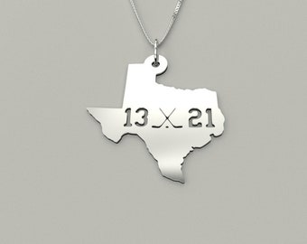 Collar de hockey de Texas personalizado número 2: cualquier número que desees / Regalo de hockey / Mamá del hockey / Hockey de Texas / Collar de hockey / Joyería de hockey