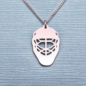 Silver Ice Hockey Goalie Mask / Hockey Mom / Hockey Gift / Hockey Fan / Hockey Jewelry / Hockey Necklace / Goalie Mom
