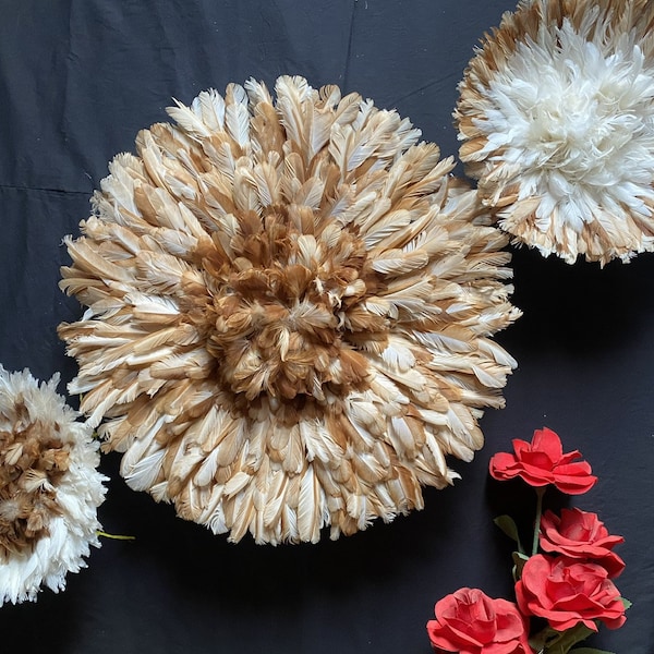 White juju hat feathers l Beige Juju Hat l Ivory juju hat l Tan juju hat / Interior Decor / Wall Decor/ Wholesale Prices / Juju hat set