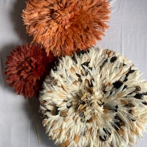 Trio African juju hat set l Peach juju hat l Rust Juju hat l Cream with brown sparkles juju hat feathers l Interior wall hangings l Juju hat image 7