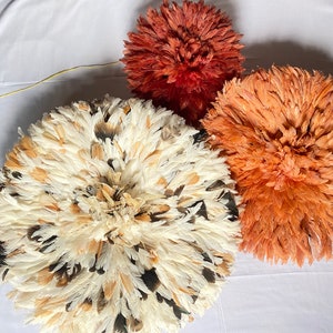 Trio African juju hat set l Peach juju hat l Rust Juju hat l Cream with brown sparkles juju hat feathers l Interior wall hangings l Juju hat image 5