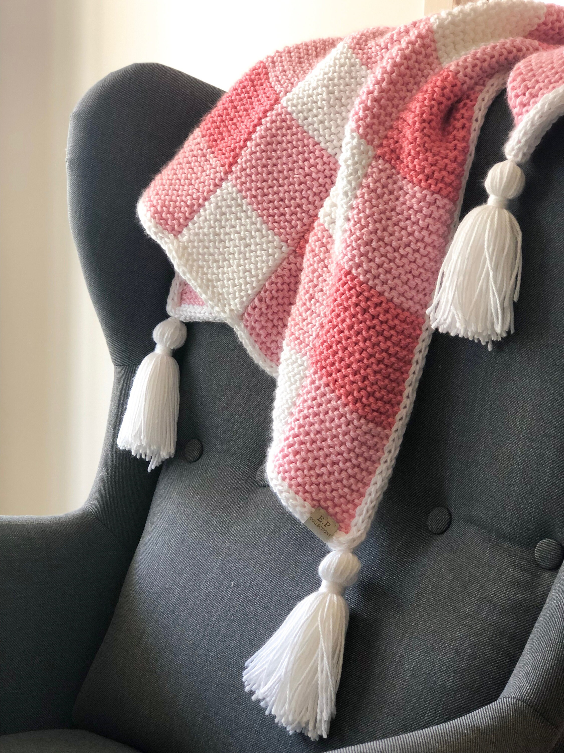 PDF PATTERN Knitted Gingham Blanket Etsy