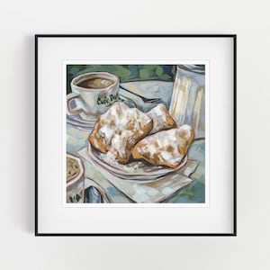 Beignets Print, Cafe Du Monde, Art Print, Kitchen Decor, Food Wall Art, Beignets Art Print, New Orleans, New Orleans Food, Food Art Print