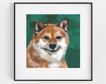 Shiba Inu Art Print, Shiba Inu, Shiba, Animal Art Print, Dog Painting, Dog Artwork, Doge, Acrylic Painting, Fine Art Print, Cute Dog Print