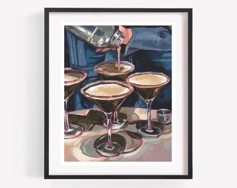 Espresso Martini, Espresso Martini Art Print, Bar Decor, Cocktail Art, Martini Wall Art