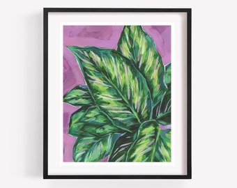 Calathea Print, Houseplant Wall Art, House Plant Art Print, Botanical Wall Art, Fine Art Print, Tropical Art, Acrylic Painting, Wall Art