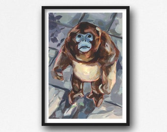 Monkey Art Print, Monkey Painting, Monkey Wall Art, Golden Snub-Nosed Monkey, Animal Art Print, Animal Wall Art, Animal Painting