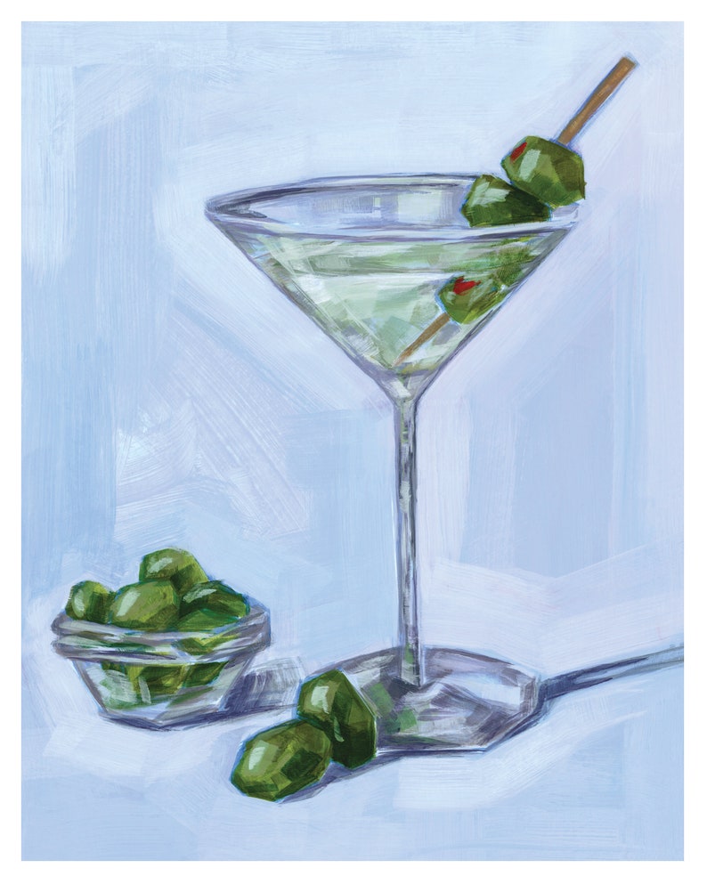 Martini Art Print Cocktail Wall Art Bar Decor Dirty Etsy