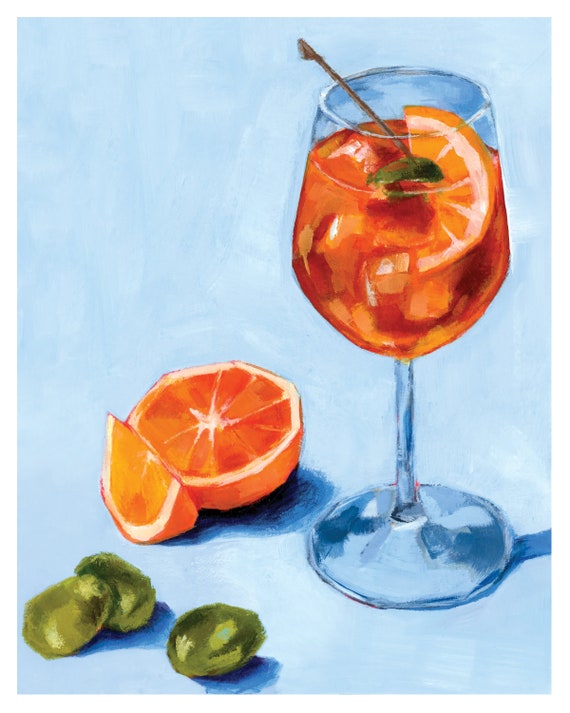 Aperol Spritz, Cocktail Wall Art, Spritz Print, Bar Decor