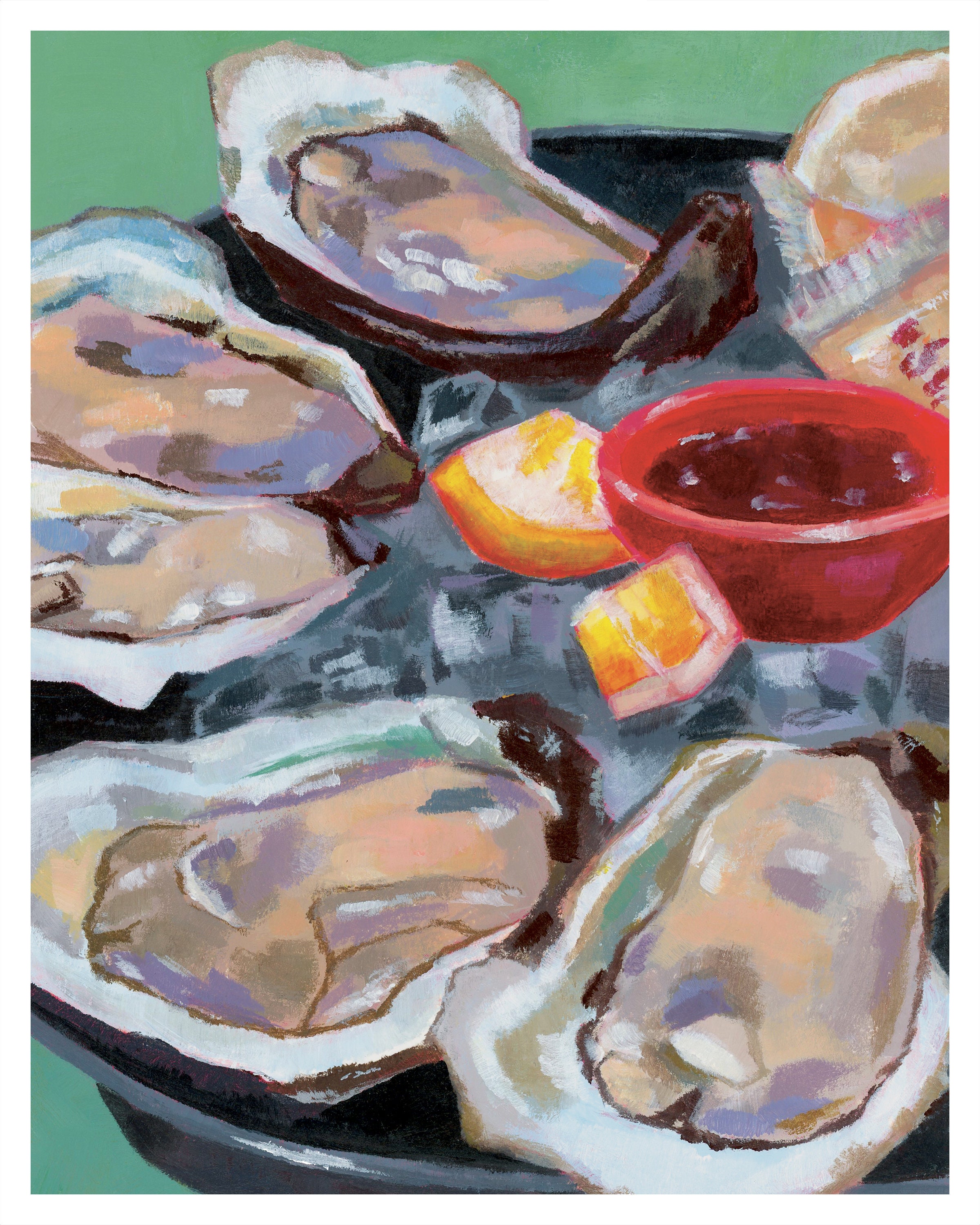 Oyster Art Print Seafood Art Wall Art Kitchen Decor Food Etsy