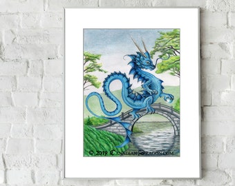 アート・デザイン・音楽 Vietnam Under the Sign Of The BlueDragon Blue Chinese Dragon ORIGINAL Drawing Art Drawing -NOT A PRINT - of