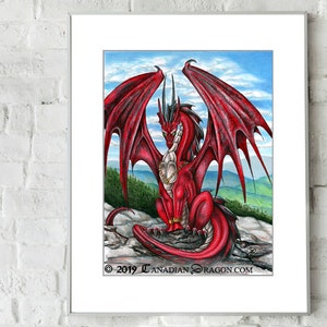 Red Dragon Art - Dragon Wall Art -PRINT / Dragon Poster - Dragon Wall Decor, Fantasy Art, Dragon Art, Fantasy Room, D&D Room Decor Dragons