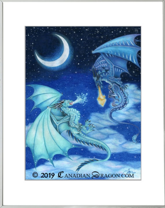 Blue Dragon Wall Art PRINT / Poster Wall Dragon Art - of Starry