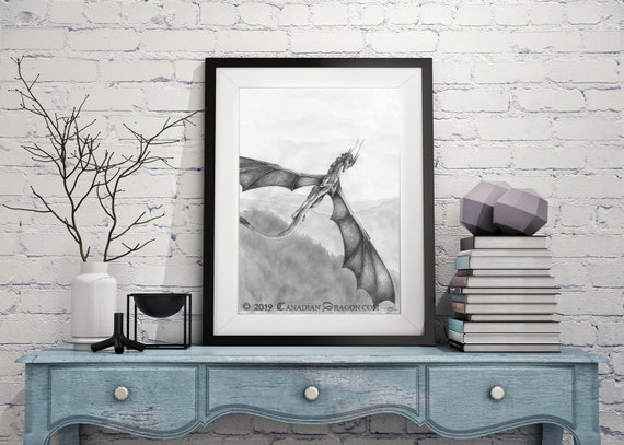 5.Minimalist Black and White Dragon Artwork