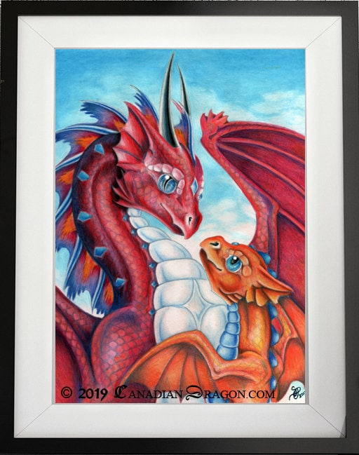 Buy Mother and Baby Dragon Wall Art - PRINT / Poster Baby and