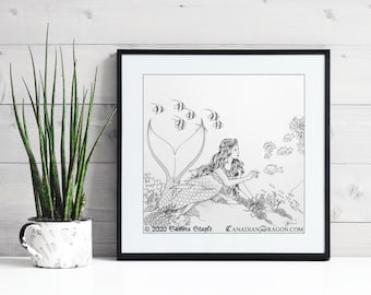 Mermaid Wall Art - PRINT / Nursery Decor Girl, Mermaid Print, Girl Room Decor, Nursery Wall Art Girl, Girl Room Wall Art, Mermaid Art Poster