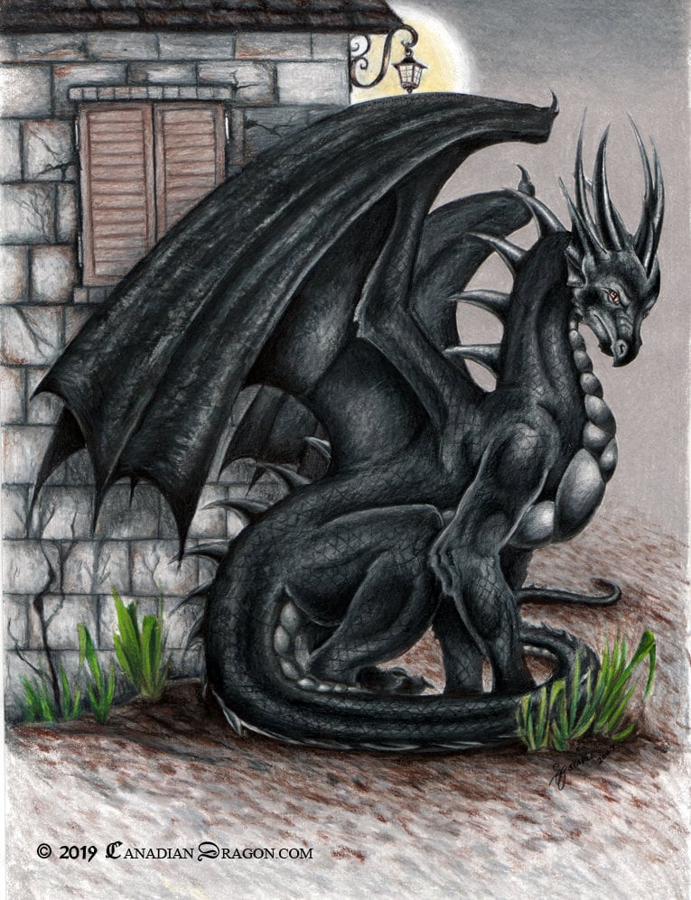 Black Dragon Wall Art PRINT Poster of Black Dragon Wall Art Etsy