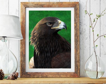 Golden Eagle Wall Art - Dad Christmas Gift, husband Christmas gift, Golden Eagle PRINT Wall Decor, Nature Art, Eagle Art, Modern Room Decor