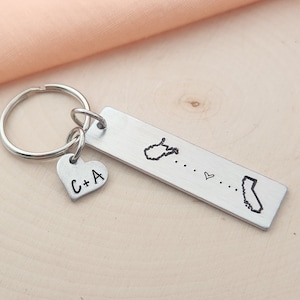 Long distance relationship keychain-custom/ personalized gift for long distance relationships-going away/moving away gift for best friends