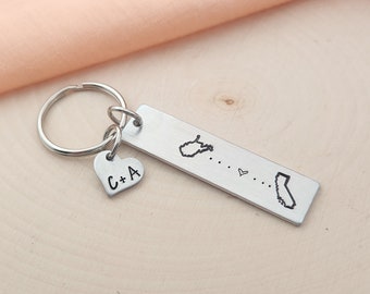 Long distance relationship keychain-custom/ personalized gift for long distance relationships-going away/moving away gift for best friends