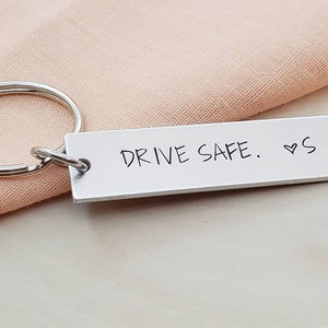 Drive safe custom keychain with personalized initial-drive safe keychain gift for boyfriend/girlfriend/husband/wife/son/daughter-drive safe