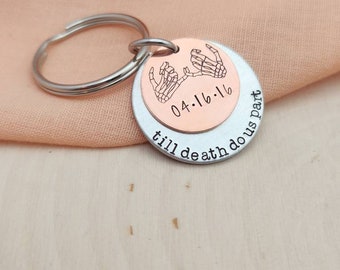 Till death do us part personalized keychain-till death do us part gift for anniversary, wedding- custom gift for husband, wife-anniversary