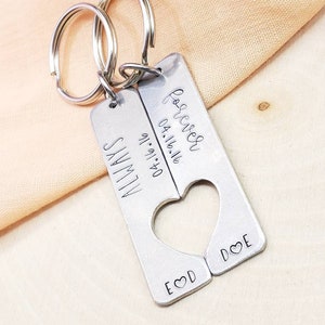 Matching couples keychain-forever and always keychain couple gifts-his and hers gifts-custom gift for him and her-personalized initial date image 2