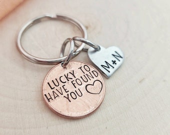 Lucky to have found you penny keychain-lucky penny keychain gift-lucky penny with custom date-personalized penny gift-gift for anniversary