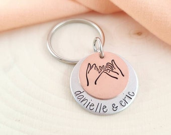 Pinky promise keychain- personalized pinky promise keychain with names-anniversary,wedding gift for couples-gift for boyfriend,best friend