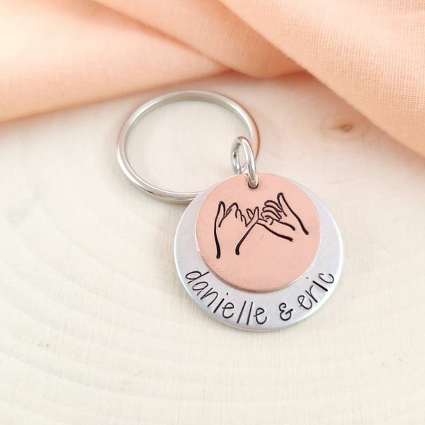 Pinky promise keychain- personalized pinky promise keychain with names-anniversary,wedding gift for couples-gift for boyfriend,best friend