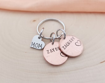 Mom keychain with kids names on pennies-custom mom keychain for mother's day-personalized mom gift for mother's day-kids names keychain