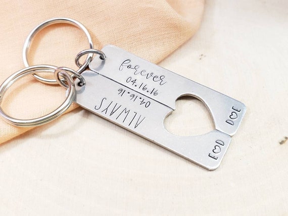 Matching Couples Keychain-forever and Always Keychain Couple Gifts-his and Hers  Gifts-custom Gift for Him and Her-personalized Initial Date 