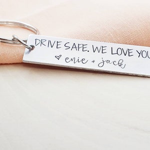 Drive safe we love you keychain-drive safe keychain-personalized keychain with names-drive safe we love you-custom drive safe keychain