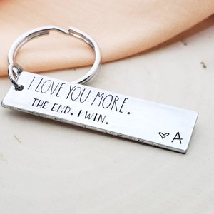 I love you more the end I win personalized keychain-i love you more keychain for boyfriend-i love you most keychain gift for boyfriend