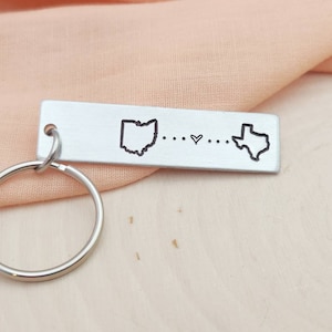 Long distance relationship keychain-custom/ personalized gift for long distance relationships-going away/moving away gift for best friends