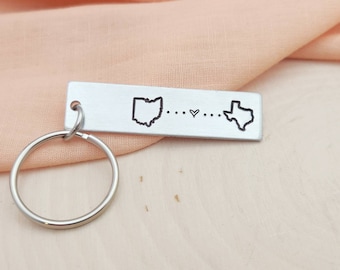 Long distance relationship keychain-custom/ personalized gift for long distance relationships-going away/moving away gift for best friends