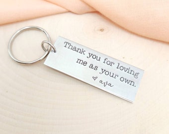 Thank you for loving me as your own personalizes keychain gift for step dad, step mom-gift from step kids to step dad, step mom-custom gift